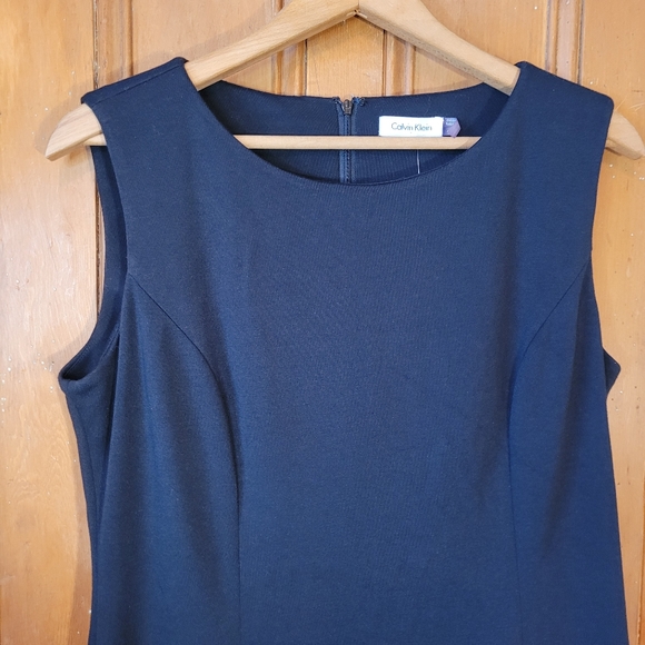 Calvin Klein Sheath Minidress with Faux Fur trim black size 14 - Picture 6 of 12